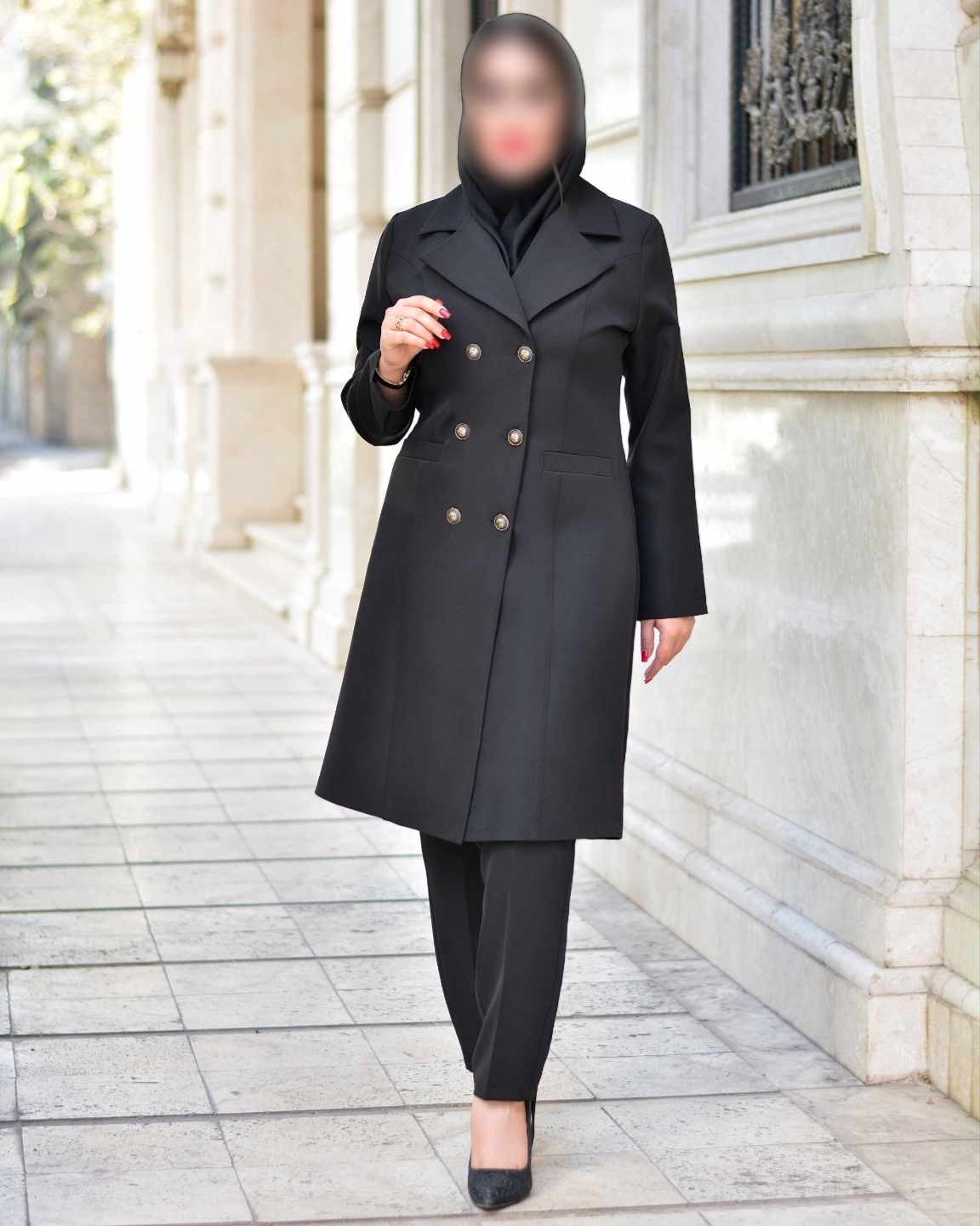 تصویر مانتو شلوار اداری مازراتی درجه یک مدل زمرد - سایز 