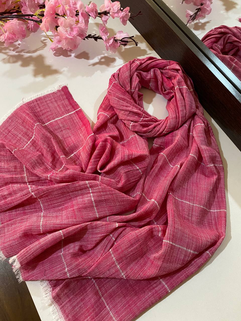 شال لینن لمه دار