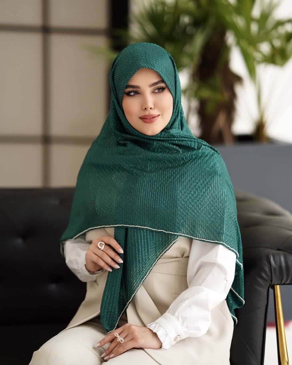 روسری پلیسه شاین سنگدوزی