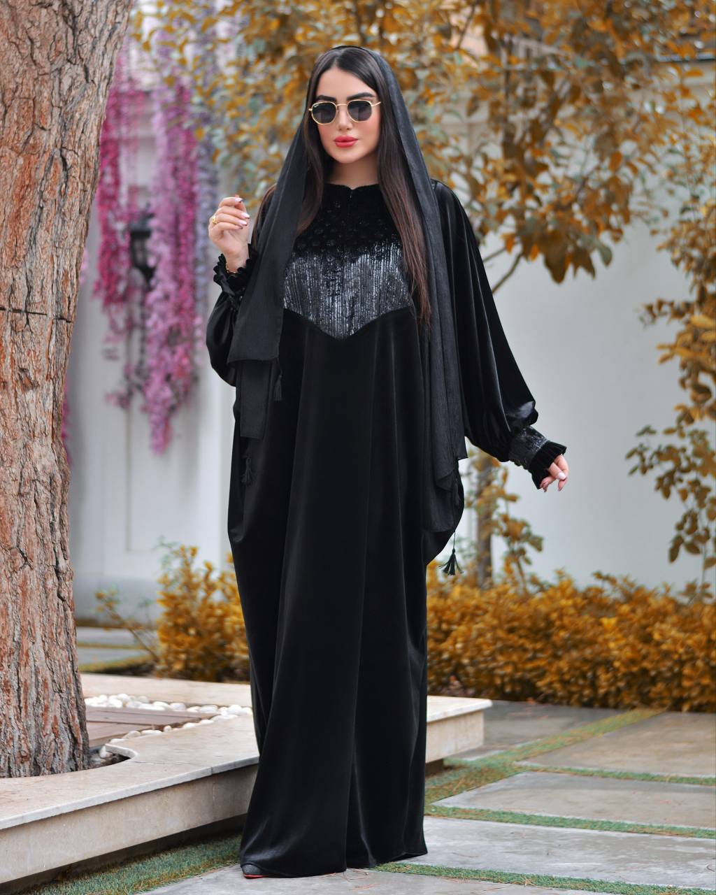 مانتو عبایی مخمل مدل نیکو