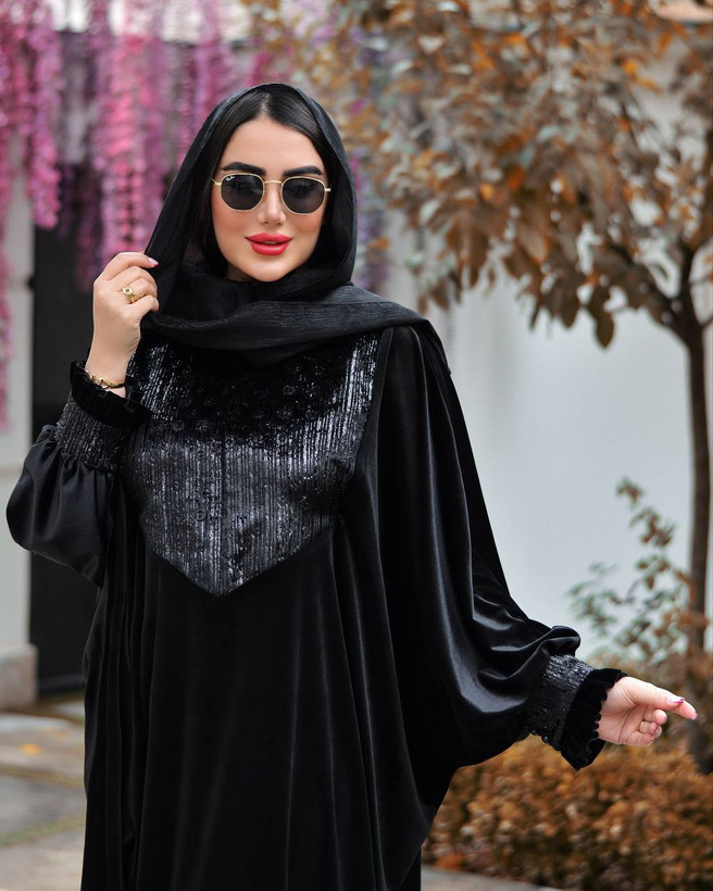 مانتو عبایی مخمل مدل نیکو